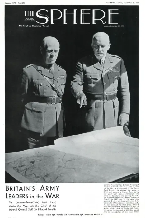 Framed Print : Lord Gort and Sir Edmund Ironside studying map 1939 Framed Print : Lord Gort and Sir Edmund Ironside studying map 1939
