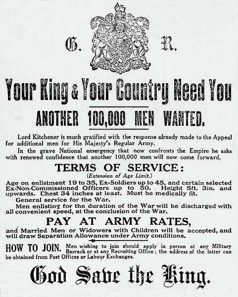 Lord Kitchener Recruitment Poster WW1