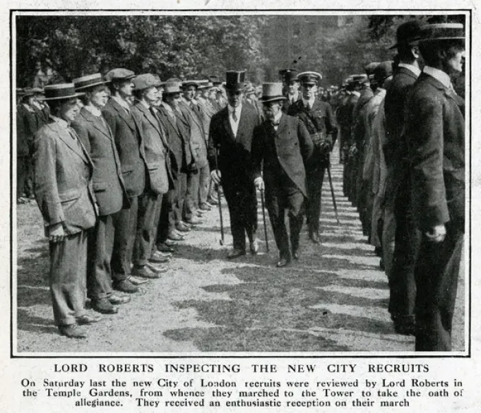 Framed Print : Lord Roberts inspecting City of London recruits, WW1 Framed Print : Lord Roberts inspecting City of London recruits, WW1