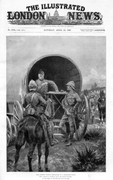 Framed Print : Lord Roberts writing despatches in a transport wagon Framed Print : Lord Roberts writing despatches in a transport wagon