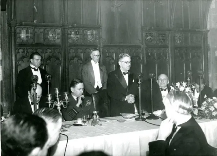 Framed Print : Lord Winster, Minister of Civil Aviation, speaking at th? Framed Print : Lord Winster, Minister of Civil Aviation, speaking at th?