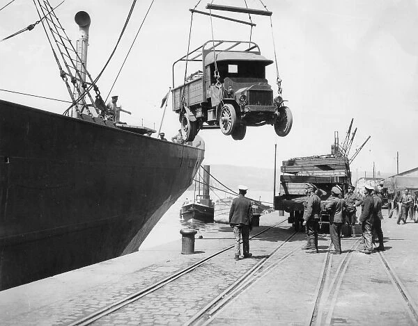 Lorry delivery at RASC MT Depot, Rouen, France, WW1