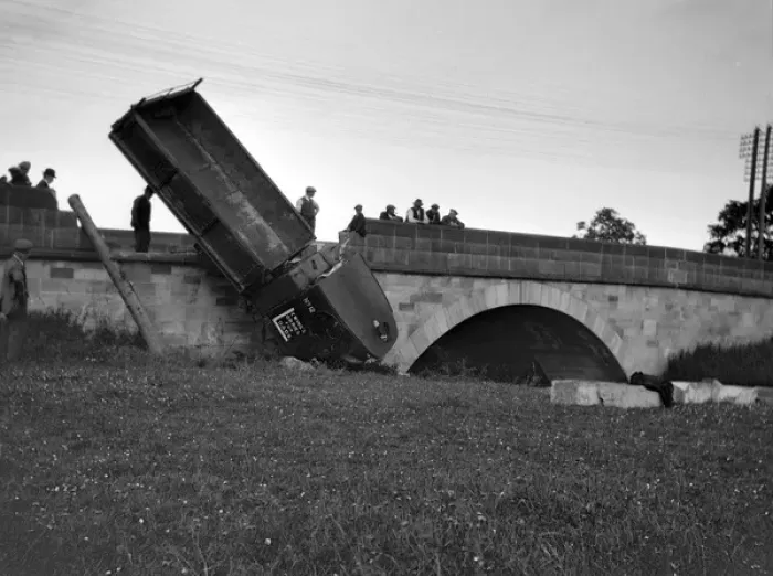 Framed Print : Lorry in motoring accident Framed Print : Lorry in motoring accident