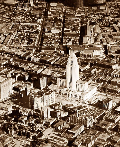Los Angeles City Hall from the air, USA