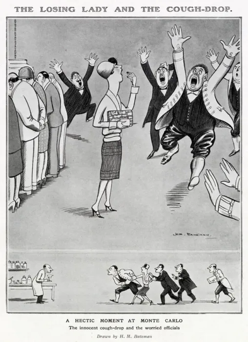 Framed Print : The Losing Lady And The Cough-Drop, A Hectic Moment At Monte Carlo by H M Bateman Framed Print : The Losing Lady And The Cough-Drop, A Hectic Moment At Monte Carlo by H M Bateman