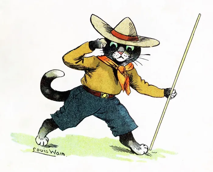 Framed Print : Louis Wain - The Cat Scouts, 1912 Framed Print : Louis Wain - The Cat Scouts, 1912