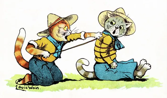 Framed Print : Louis Wain - The Cat Scouts, 1912 Framed Print : Louis Wain - The Cat Scouts, 1912