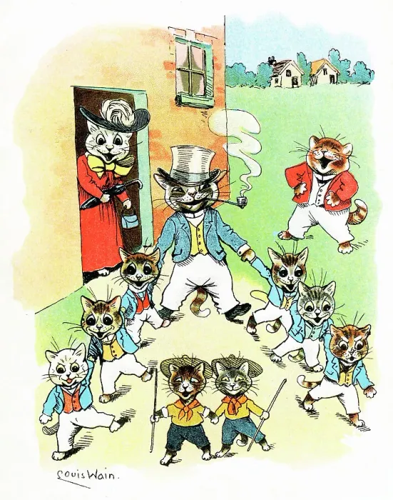 Framed Print : Louis Wain - The Cat Scouts, 1912 Framed Print : Louis Wain - The Cat Scouts, 1912