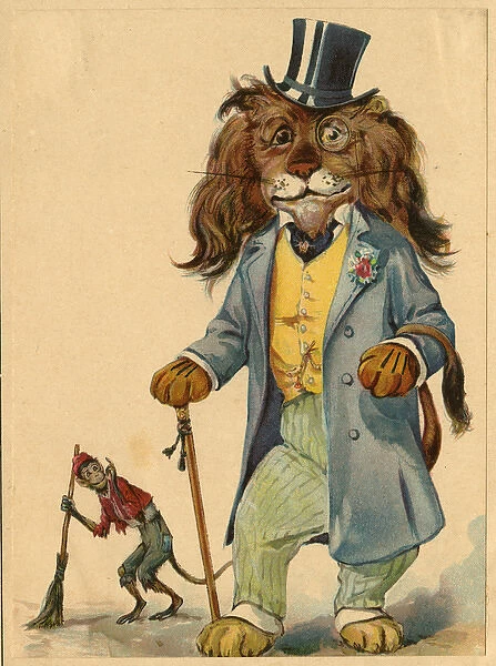 Louis Wain - rich Lion and crossing sweeper Monkey