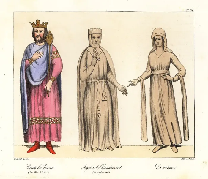 Framed Print : Louis the Young and two figures of Agnes of Baudement, 12th cent Framed Print : Louis the Young and two figures of Agnes of Baudement, 12th cent