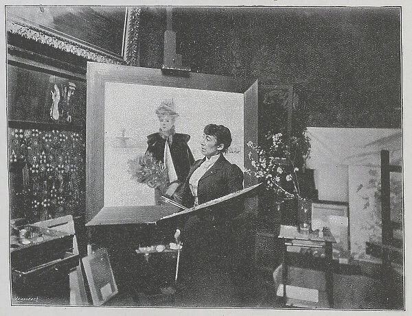 Louise Abbema, artist, photographed in her studio