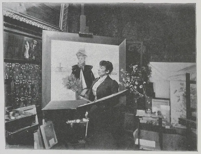 Framed Print : Louise Abbema, artist, photographed in her studio Framed Print : Louise Abbema, artist, photographed in her studio