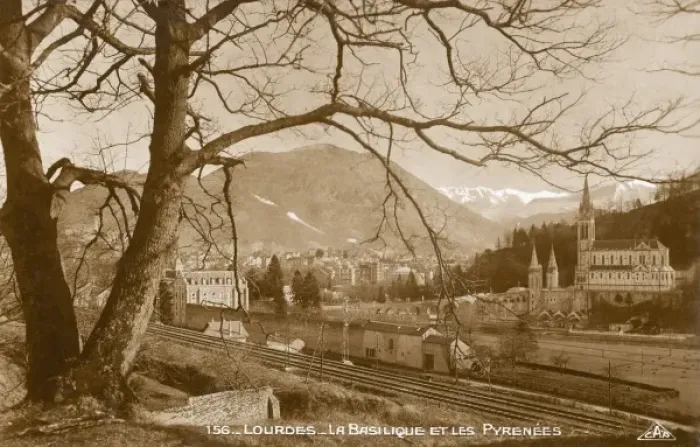 Framed Print : Lourdes - The Basillica and the Pyrenees Framed Print : Lourdes - The Basillica and the Pyrenees