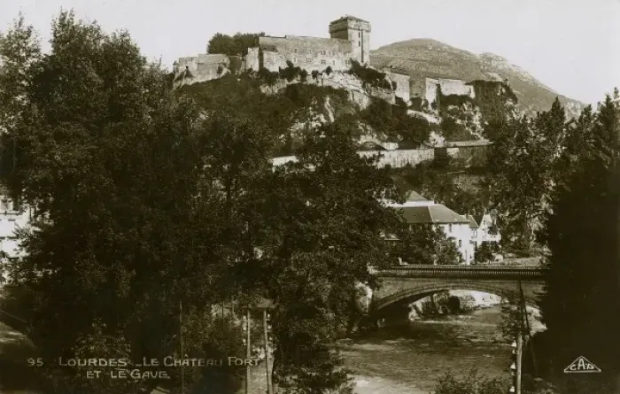 Framed Print : Lourdes, France - The Castle and the Gave Framed Print : Lourdes, France - The Castle and the Gave