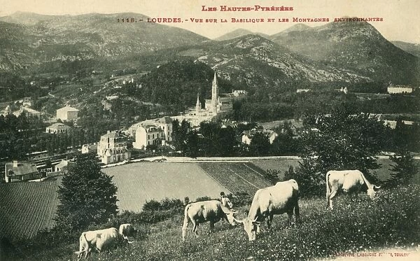 Lourdes, France - View of the town and Basilica
