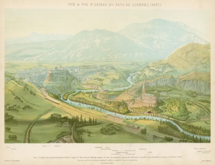 Framed Print : Lourdes  /  View in 1877