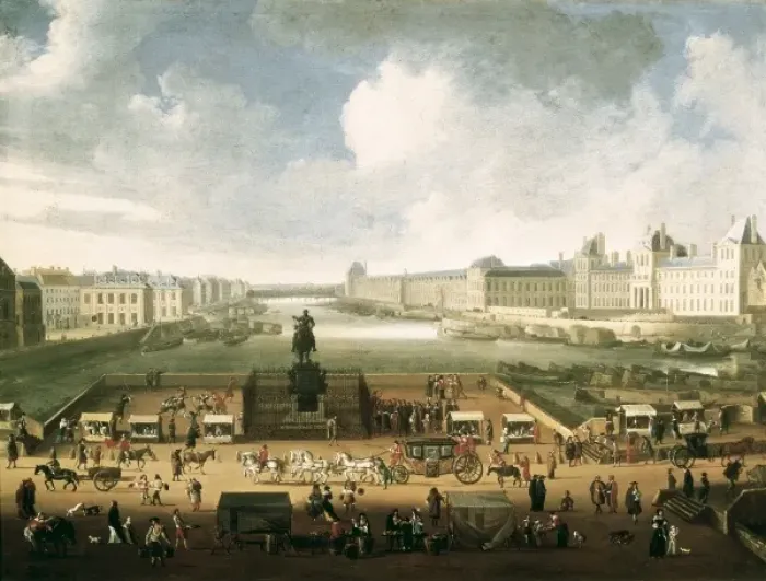 Framed Print : The Louvre and the Seine from Pont Neuf. 1665 Framed Print : The Louvre and the Seine from Pont Neuf. 1665