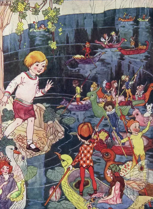 Framed Print : How Lovely, cried Pat, It's a Fairy Lake, by Lola Onslow Framed Print : How Lovely, cried Pat, It's a Fairy Lake, by Lola Onslow