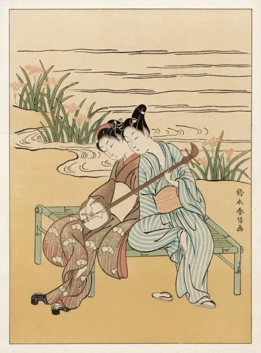 Framed Print : Two Lovers - Shamisen Framed Print : Two Lovers - Shamisen
