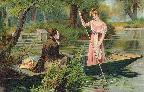 Loving couple in a punt