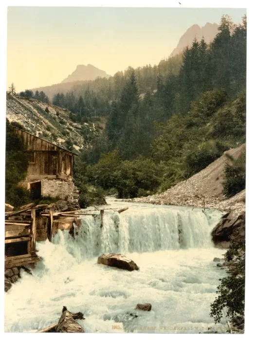 Framed Print : Lower Engadine, Tarasp, waterfall, Grisons, Switzerland Framed Print : Lower Engadine, Tarasp, waterfall, Grisons, Switzerland