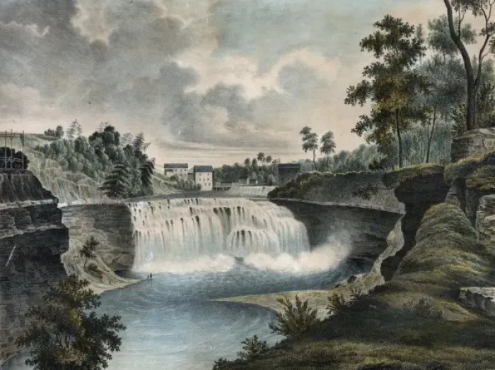 Framed Print : Lower falls of the Genesee at Rochester, N. Y. from the west Framed Print : Lower falls of the Genesee at Rochester, N. Y. from the west