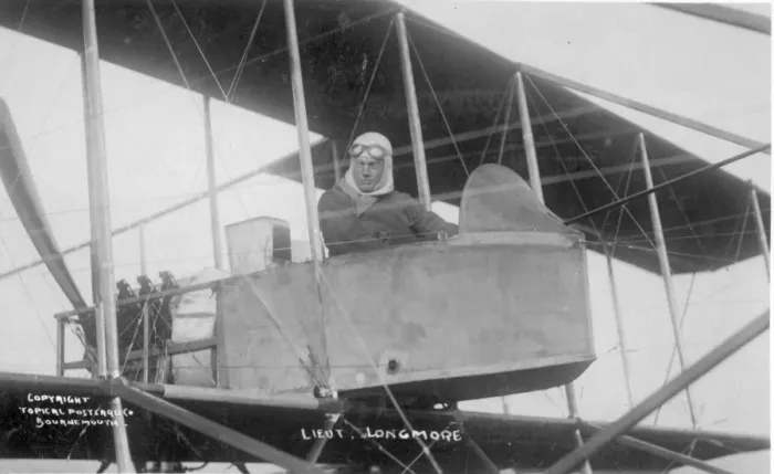 Framed Print : Lt Arthur Longmore in a Maurice Farman Biplane Framed Print : Lt Arthur Longmore in a Maurice Farman Biplane