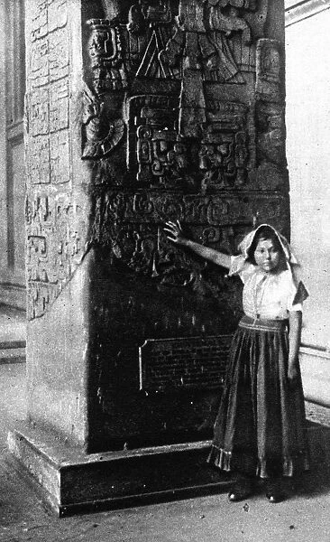 Lubaantun archaeology - native girl in British Museum, 1926
