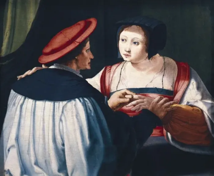 Framed Print : LUCAS VAN LEYDEN (1494-1533). The loving couple