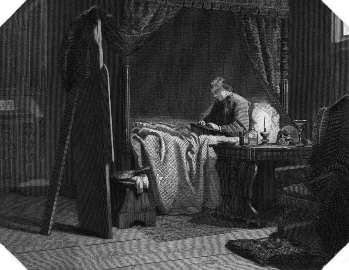 Framed Print : Lucas Van Leyden in Bed Framed Print : Lucas Van Leyden in Bed