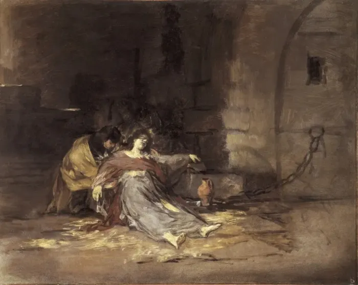 Framed Print : LUCAS VELAZQUEZ, Eugenio (1817-1870). Chained Framed Print : LUCAS VELAZQUEZ, Eugenio (1817-1870). Chained