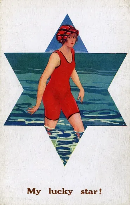 Framed Print : My Lucky Star - Girl in Red Bathing Costume and Striped Cap Framed Print : My Lucky Star - Girl in Red Bathing Costume and Striped Cap