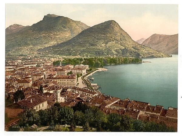 Lugano, and Monte Bre, Tessin, Switzerland Lugano, and Monte