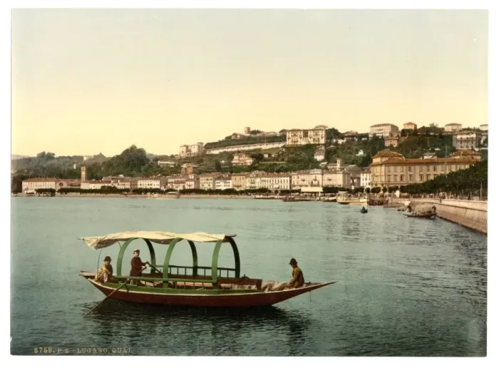 Framed Print : Lugano, the quay, Tessin, Switzerland Framed Print : Lugano, the quay, Tessin, Switzerland