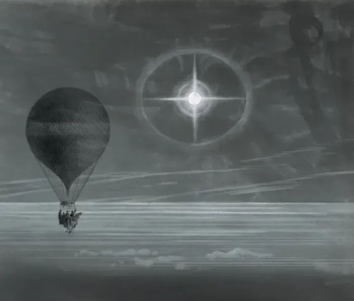 Framed Print : Lunar halo and luminescent cross observed during the balloon