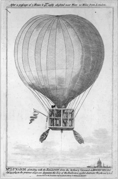 Framed Print : Lunardi ascending from the Artillery Ground Moorfields Framed Print : Lunardi ascending from the Artillery Ground Moorfields