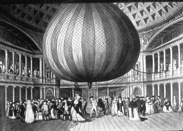 Lunardis balloon exhibited at the Pantheon in 1784