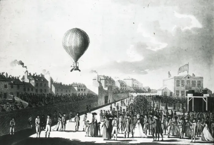 Framed Print : Lunardis first ascent in England, Artillery Grounds - 1784 Framed Print : Lunardis first ascent in England, Artillery Grounds - 1784