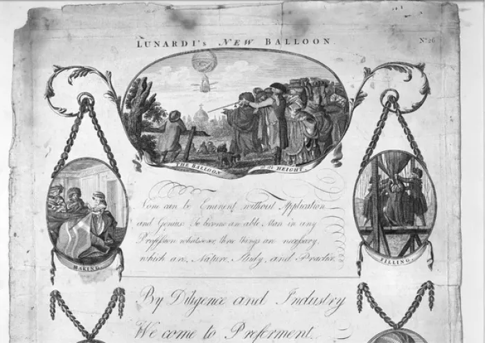 Framed Print : Lunardis new balloon 1785 Framed Print : Lunardis new balloon 1785