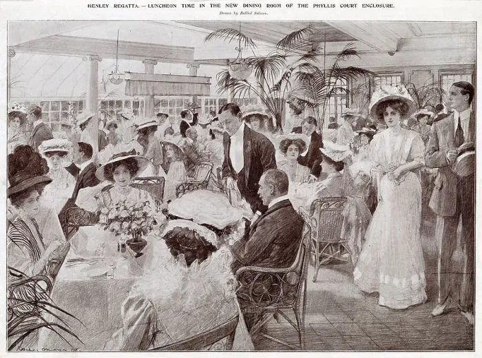Framed Print : Lunchtime in the Phyllis Court enclosure, Henley Regatta Framed Print : Lunchtime in the Phyllis Court enclosure, Henley Regatta