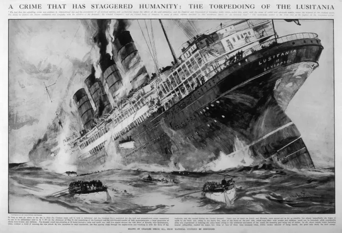 Framed Print : LUSITANIA SINKS 1915 Framed Print : LUSITANIA SINKS 1915