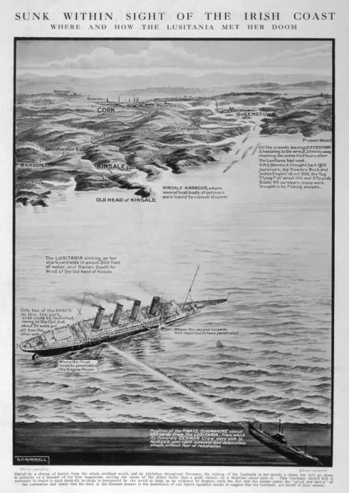 Framed Print : Lusitania Sinks (Morell) Framed Print : Lusitania Sinks (Morell)
