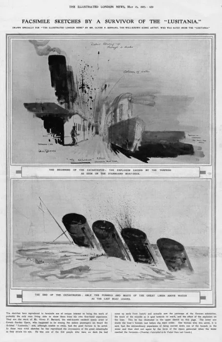 Framed Print : The Lusitania struck by a torpedo Framed Print : The Lusitania struck by a torpedo