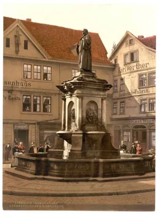 Framed Print : Luther Fountain at Riesenhaus, Nordhausen, Thuringia, German Framed Print : Luther Fountain at Riesenhaus, Nordhausen, Thuringia, German