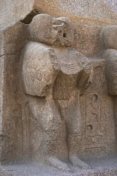 Luxor temple. Mandrill carved into the base of the obelisk o