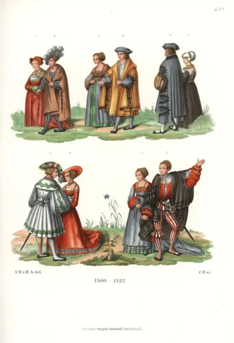 Framed Print : Luxurious fashions of the nobility of Augsburg, early 16thC Framed Print : Luxurious fashions of the nobility of Augsburg, early 16thC