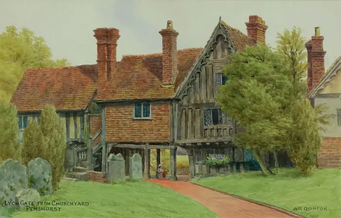 Framed Print : Lych Gate viewed from churchyard, Penshurst, Kent Framed Print : Lych Gate viewed from churchyard, Penshurst, Kent