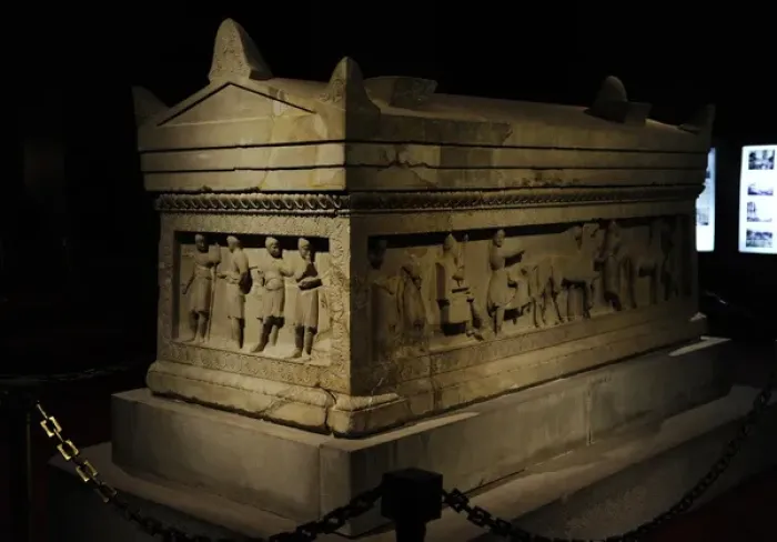Framed Print : Lycian Sarcophagus. 5th century BC. Paros marble Framed Print : Lycian Sarcophagus. 5th century BC. Paros marble