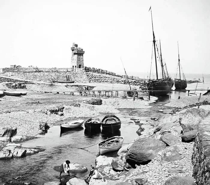 Framed Print : Lynmouth Harbour, Victorian period Framed Print : Lynmouth Harbour, Victorian period