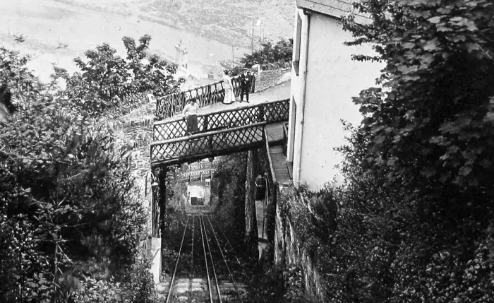 Framed Print : Lynton and Lynmouth Cliff Railway - Victorian period Framed Print : Lynton and Lynmouth Cliff Railway - Victorian period